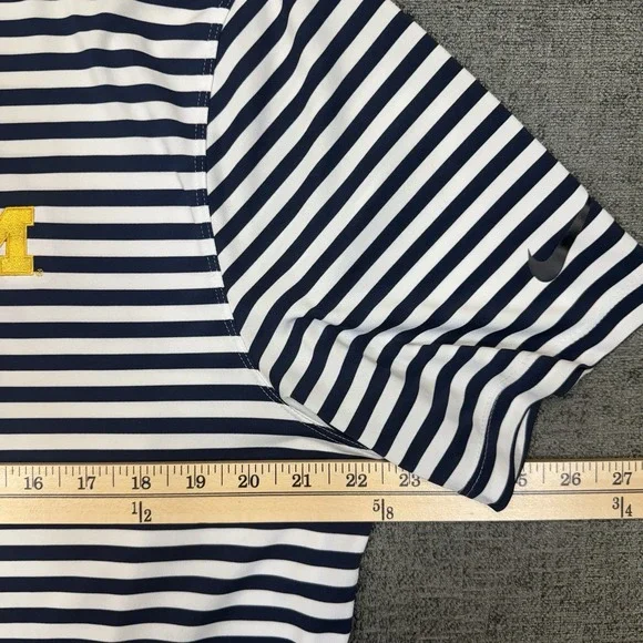 Nike Michigan Wolverines Polo Shirt‎ Men's Large Blue White Striped Golf - Picture 8 of 9